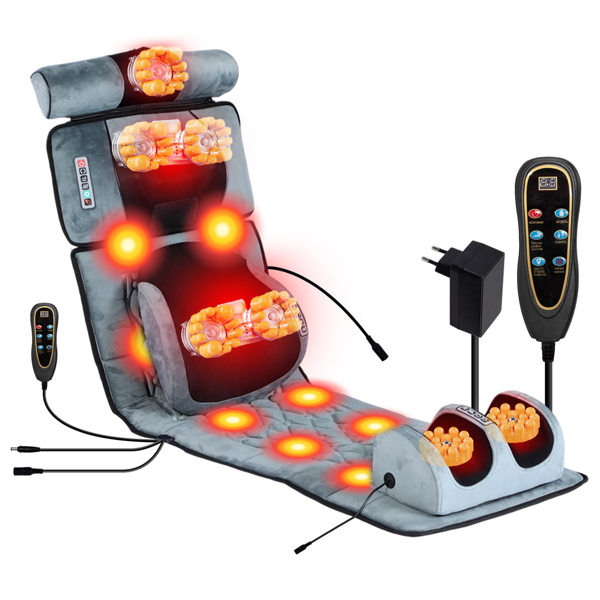 Full Body Massage Cushion with Heat, 10 Vibration Heads, 9 Speeds O725693