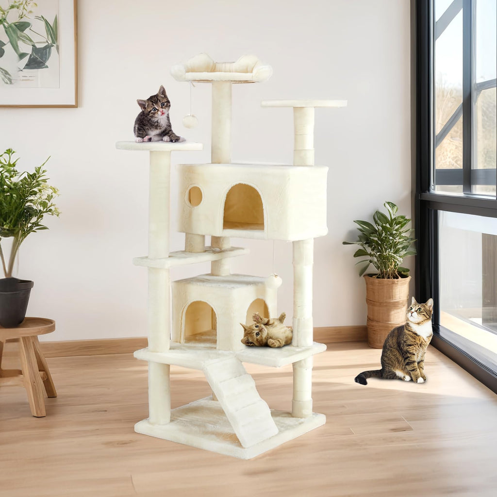 54-inch Cat Tree Tower with Scratching Posts O401