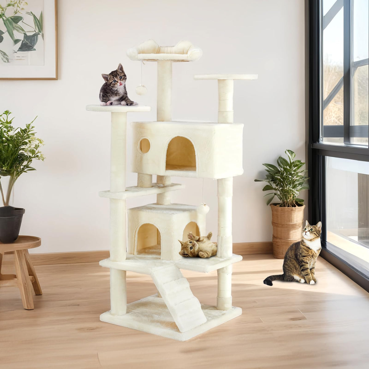 54-inch Cat Tree Tower with Scratching Posts O401