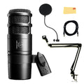 Hypercardioid Dynamic Podcast Microphone Bundle with Pop Filter, Boom Arm, XLR Cable S800854