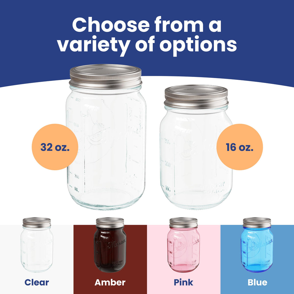 16oz Clear Glass Mason Jars with Lids 12-Pack Z377