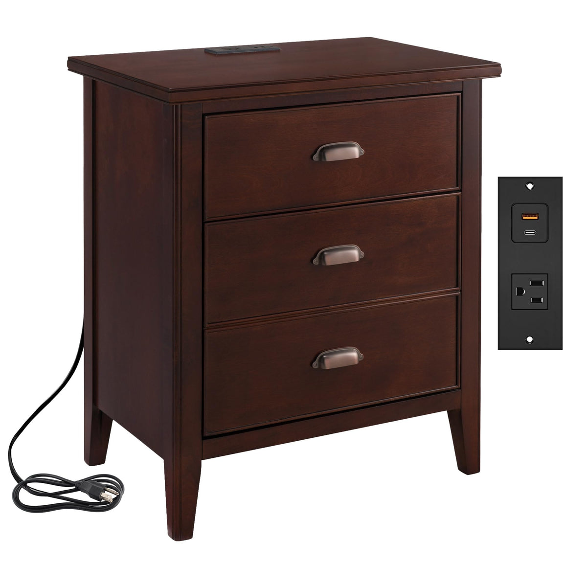 Chocolate Cherry Nightstand Side Table V6393