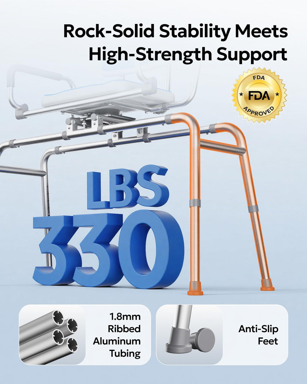 Sliding Shower Chair with 360° Swivel Seat U5368