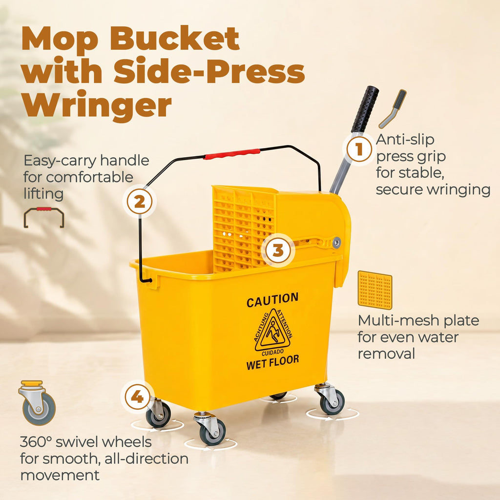 Yellow 21 Quart Mop Bucket with Wheels S31543