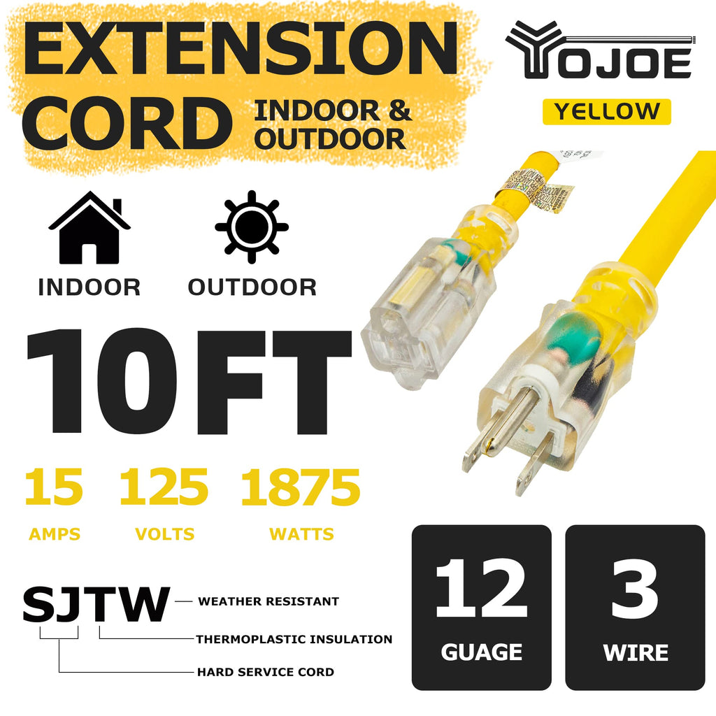 Yellow 12 Gauge 10 ft Extension Cord T3790