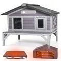 Outdoor Heated Cat House with Insulated Liner D96052
