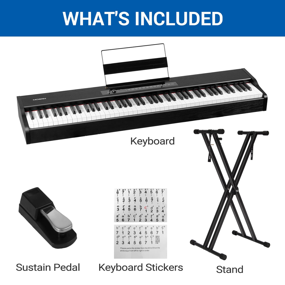 88-Key Weighted Digital Piano with X Stand and Sustain Pedal C37382