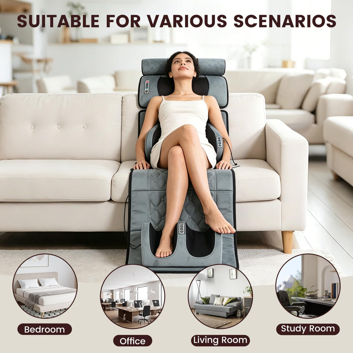 Full Body Massage Cushion with Heat, 10 Vibration Heads, 9 Speeds O725693