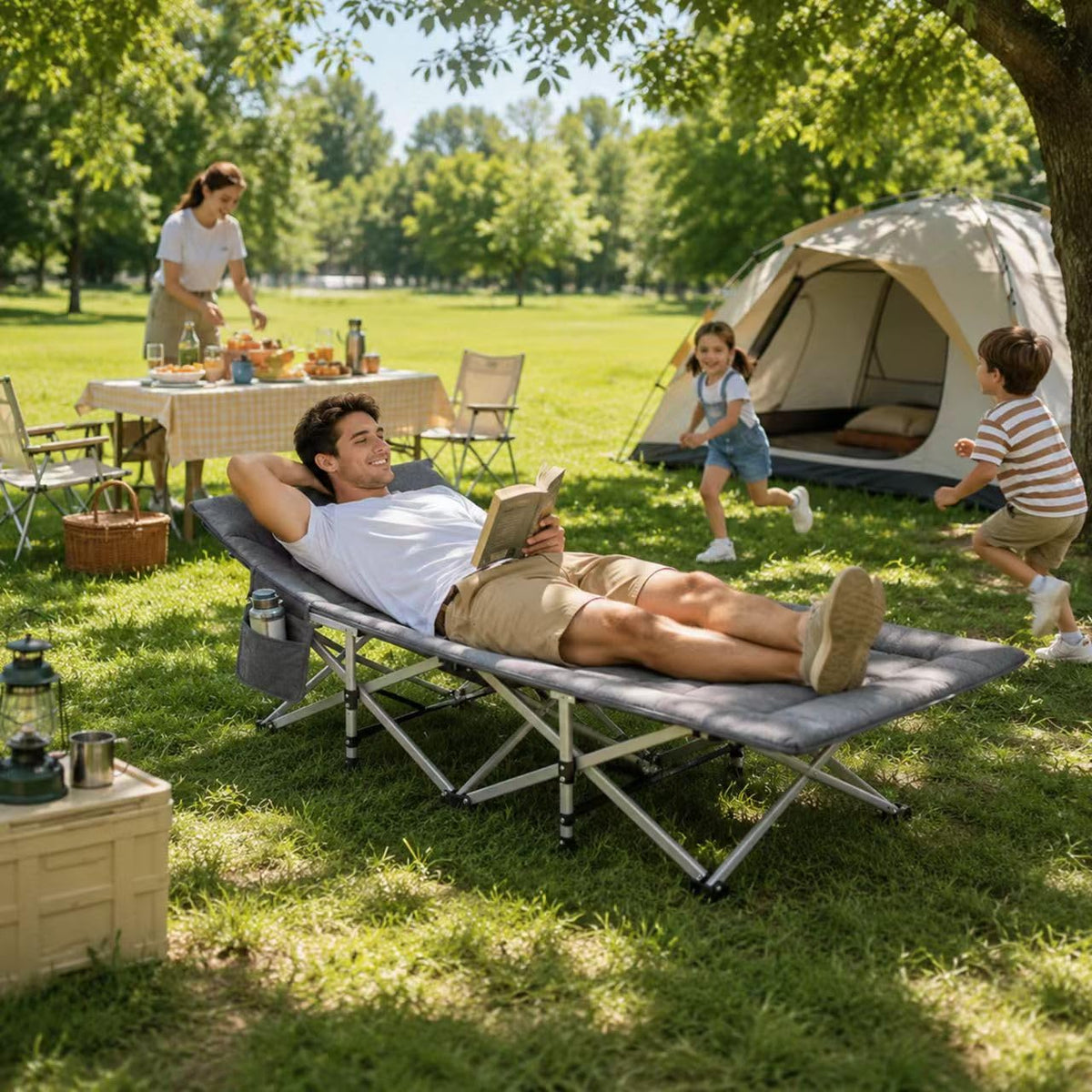 Heavy Duty Camping Cot with Mattress K3712