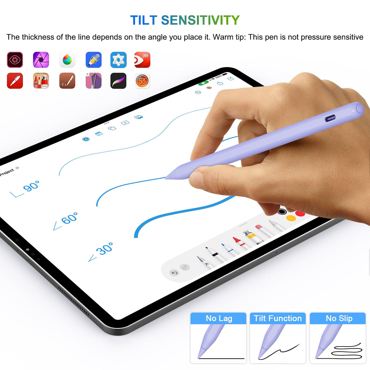 Magnetic Wireless Charging Pencil 2nd Gen Purple R454