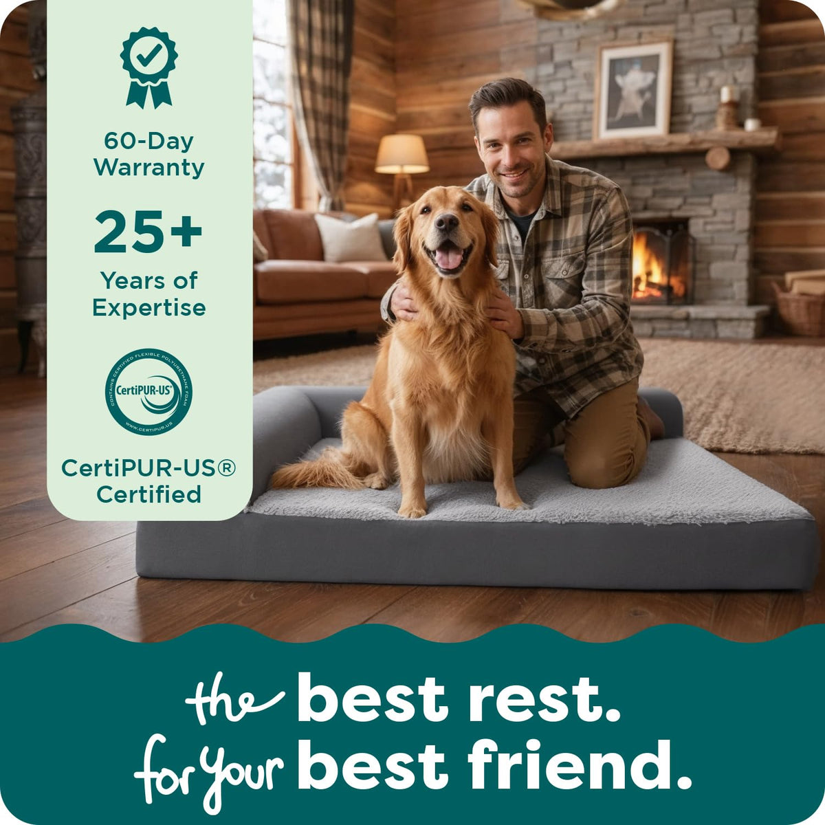 Orthopedic Dog Bed with Removable Bolsters & Washable Cover E517