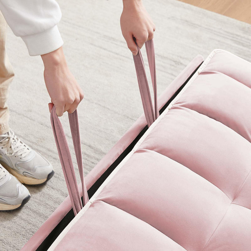 Pink Velvet Convertible Sleeper Sofa Bed U104819