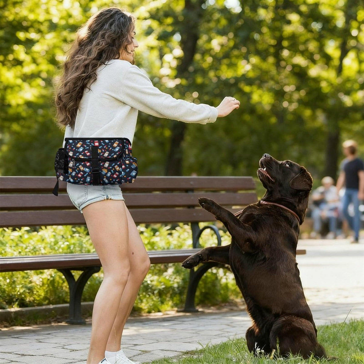 White Dog Walking Fanny Pack Z5501