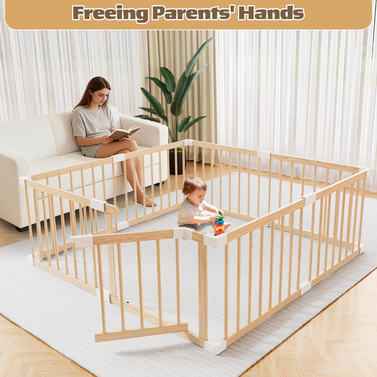 Wooden Baby Playpen 53"x53" P66512