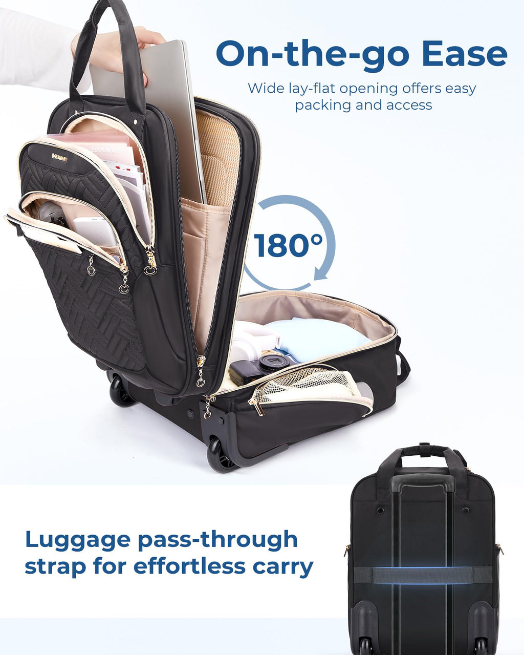 16" Softside Underseat Carry On Luggage with Wheels, Black D15911