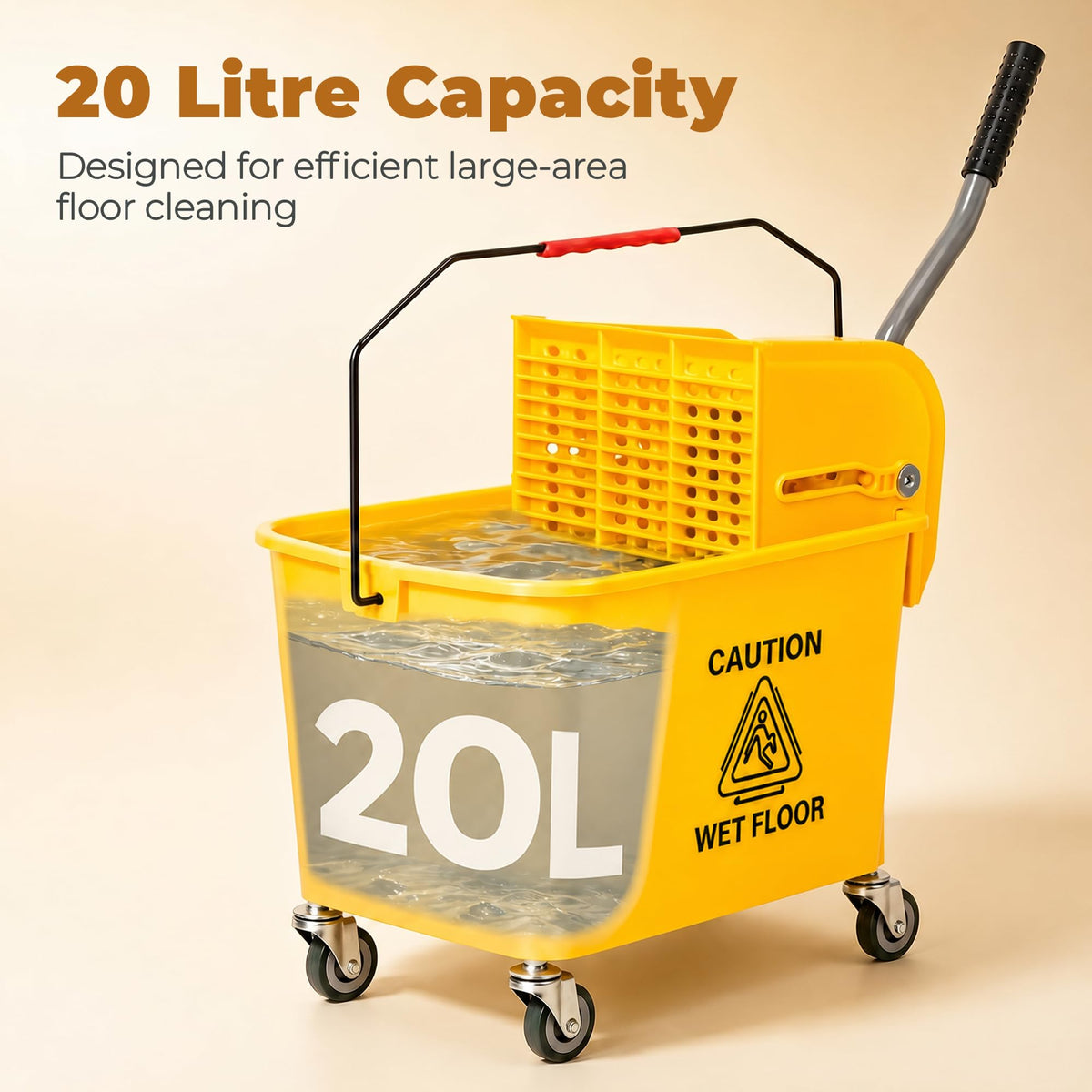 Yellow 21 Quart Mop Bucket with Wheels S31543