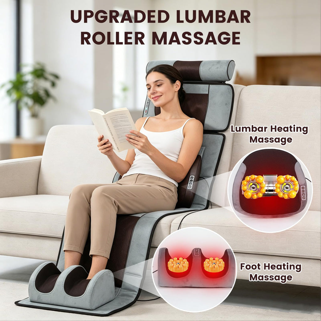 Full Body Massage Cushion with Heat, 10 Vibration Heads, 9 Speeds O725693