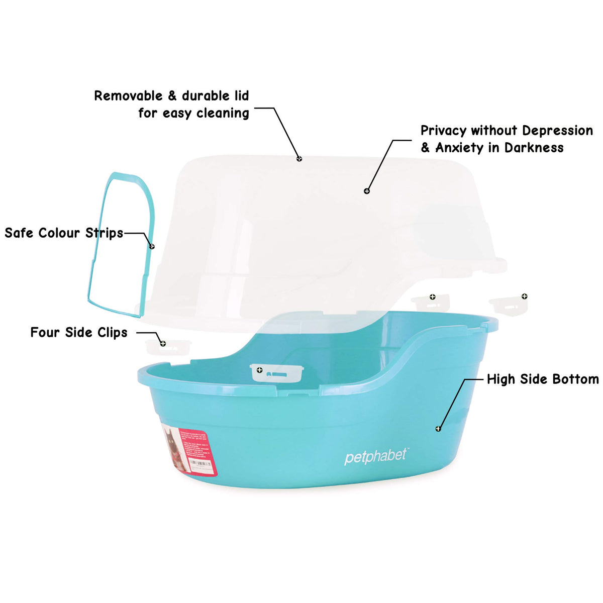 Jumbo Extra Large Teal Hooded Cat Litter Box Y64789