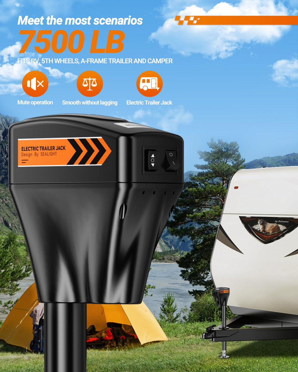 Electric Trailer Jack 7500lbs Waterproof P807
