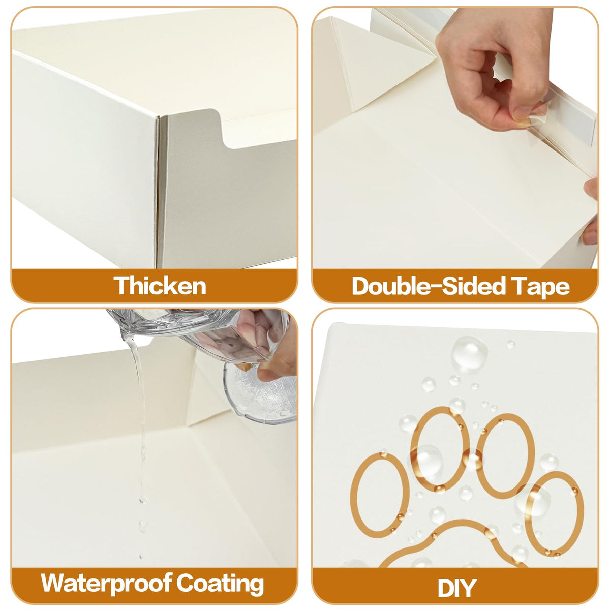 8 Pack White Foldable Disposable Litter Boxes with Scoop Y927720