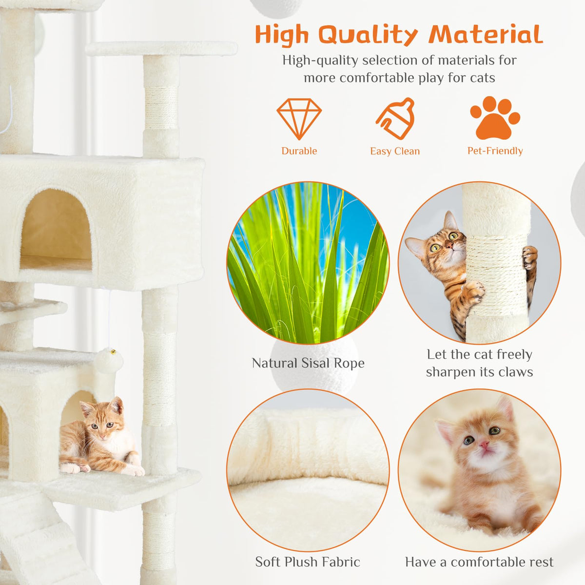54-inch Cat Tree Tower with Scratching Posts O401
