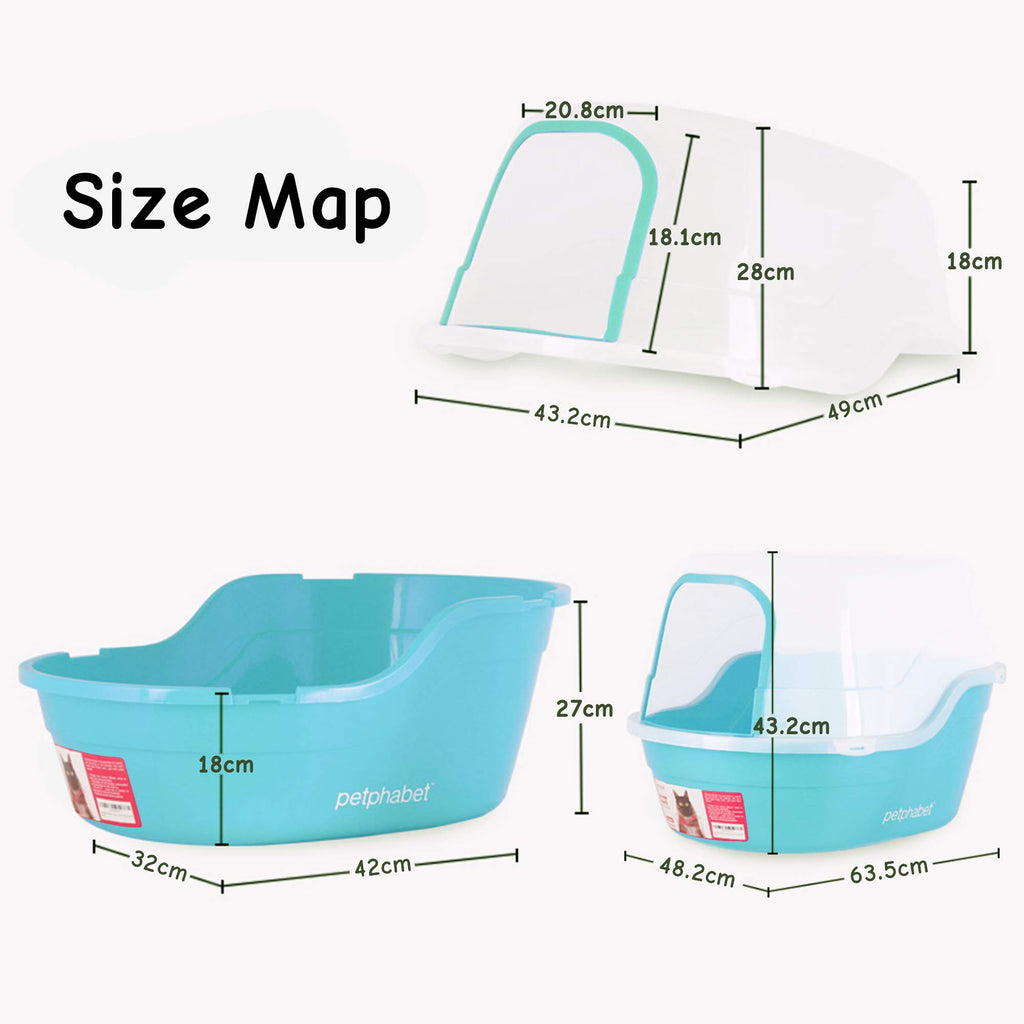 Jumbo Extra Large Teal Hooded Cat Litter Box Y64789