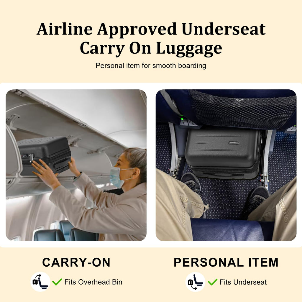 Expandable 16 Inch Underseat Carry On Luggage L7083
