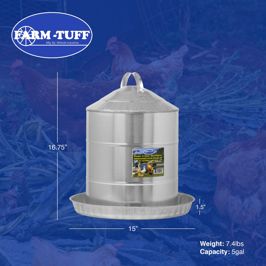 Galvanized 5 Gallon Poultry Waterer B387394