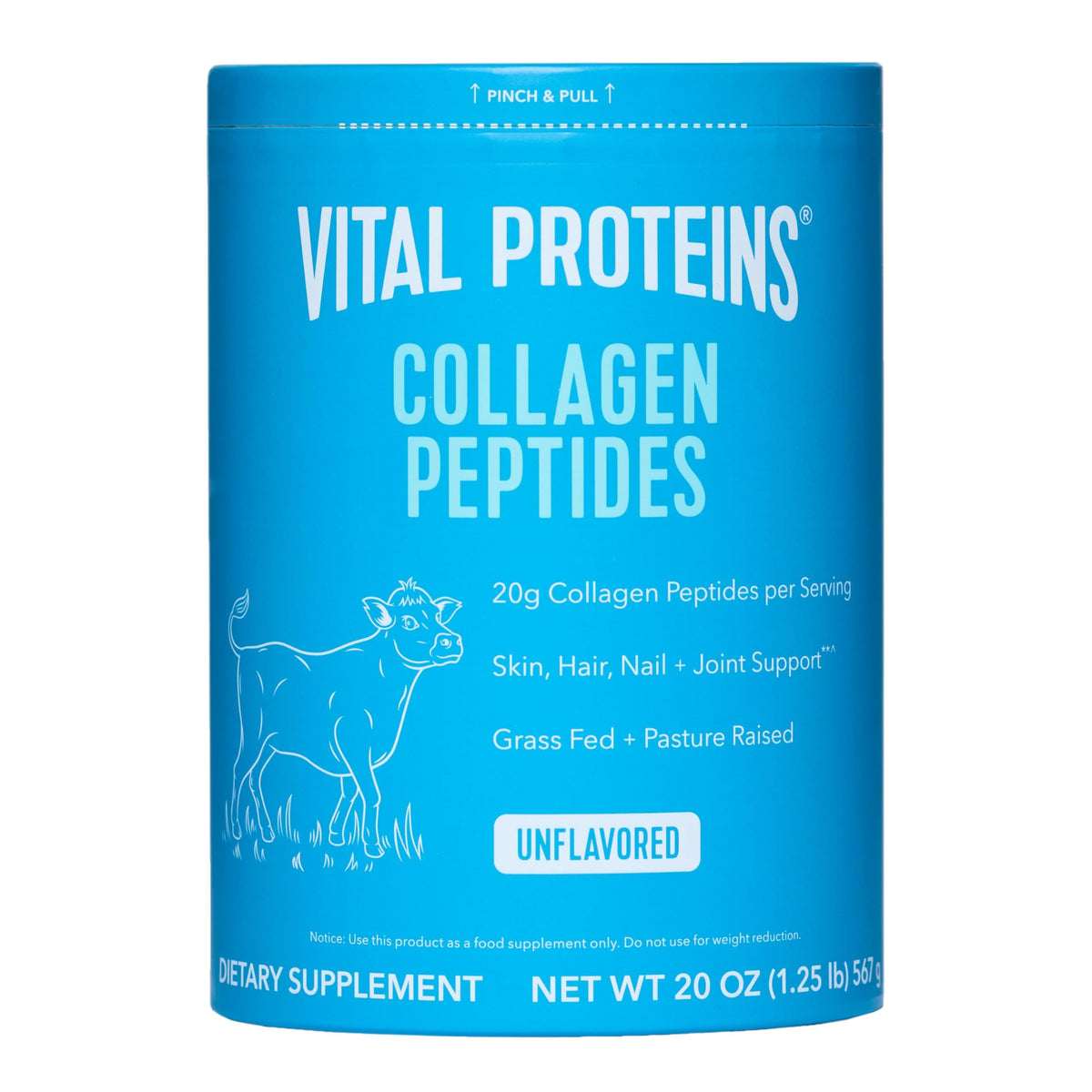 Grass Fed Collagen Peptides Powder, Unflavored, 20oz U8339
