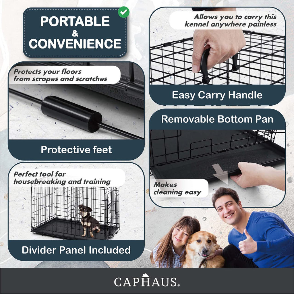 Foldable Wire Metal Dog Crate with Leak-Proof Pan U51513