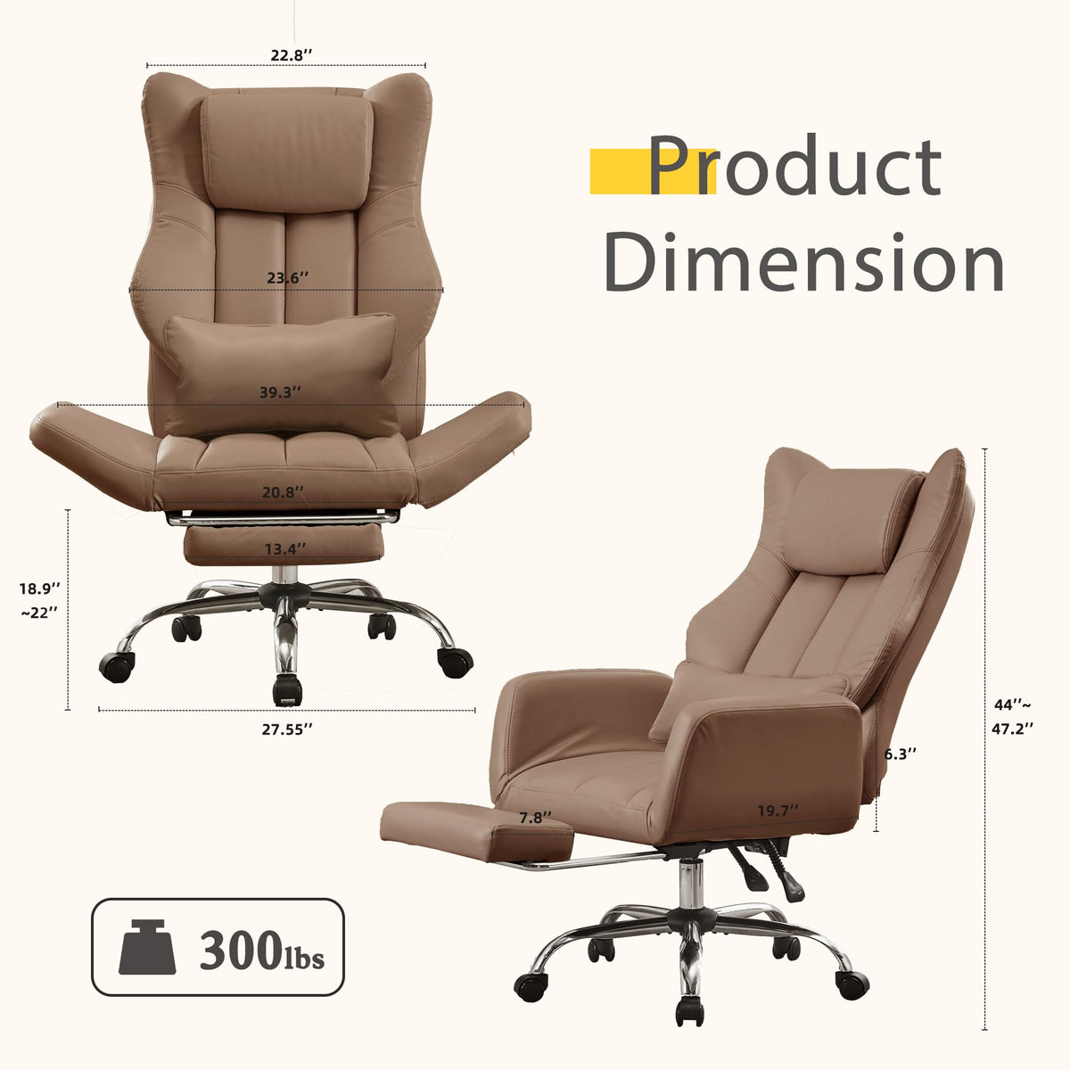Cross Legged Office Chair with Footrest Brown M247