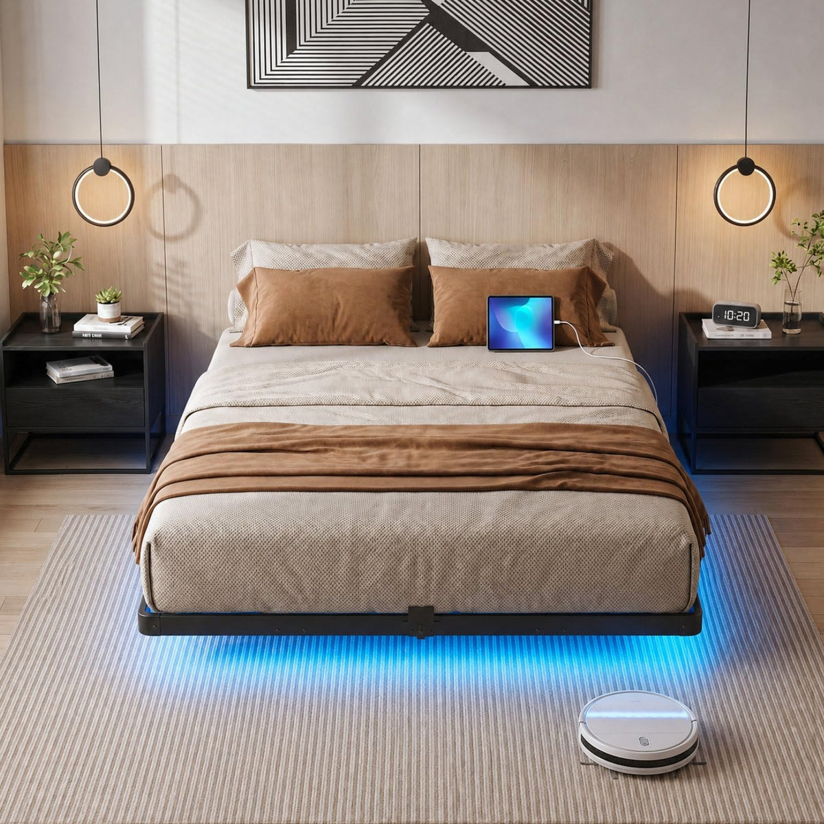 Full Floating Bed Frame with LED Lights G824