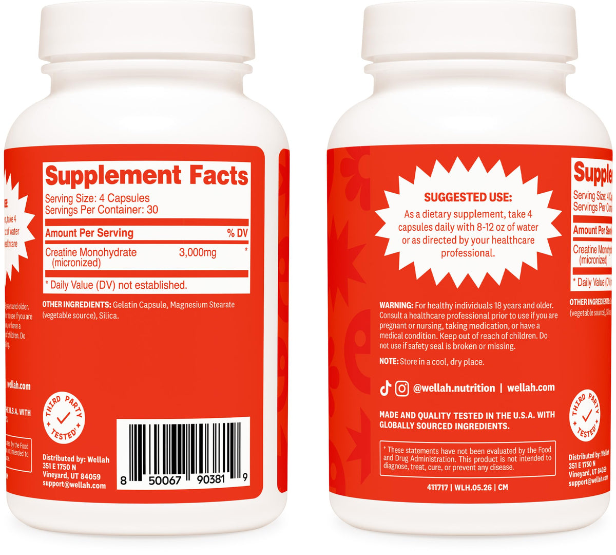 Creatine Monohydrate Capsules 3000 mg 120 Capsules M118405