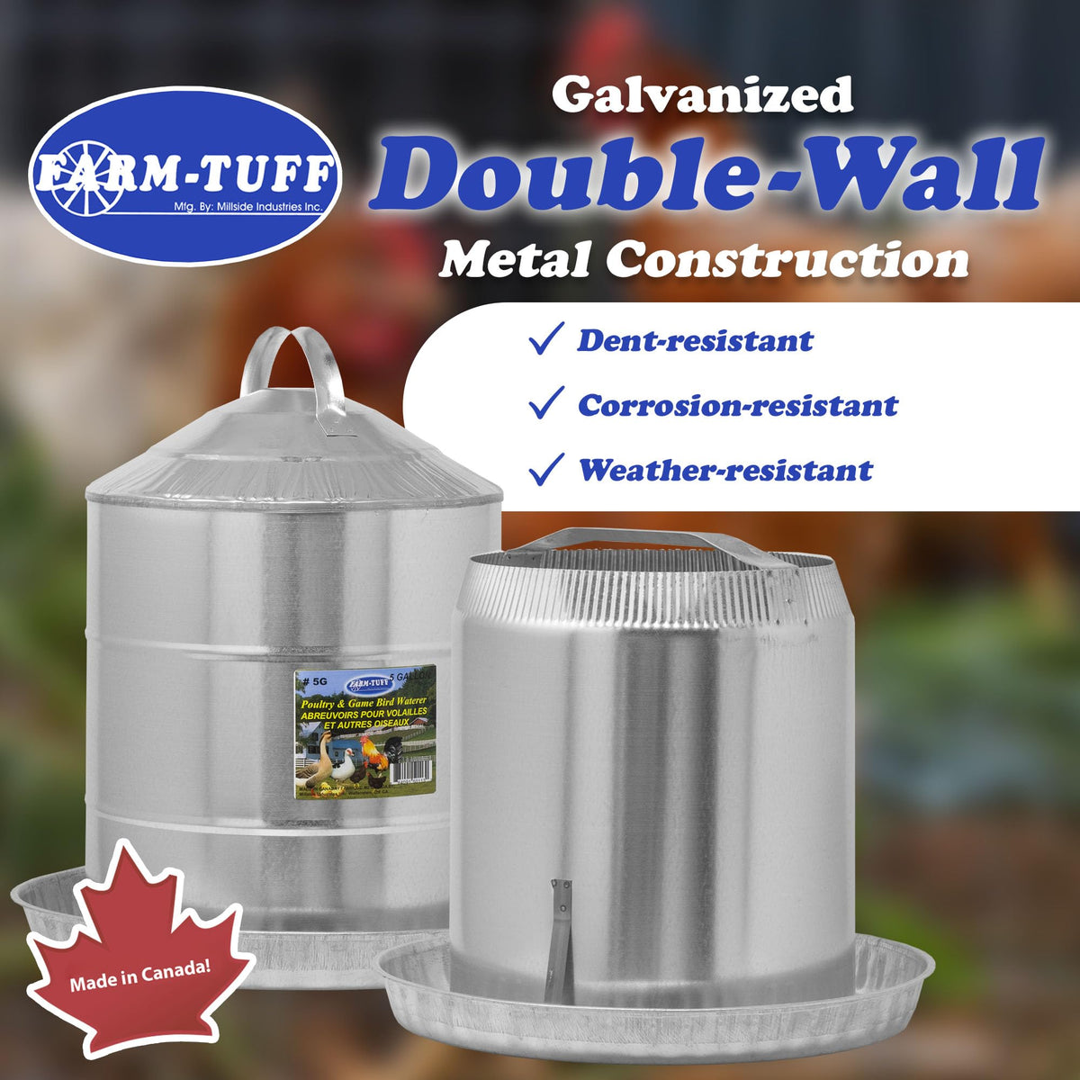 Galvanized 5 Gallon Poultry Waterer B387394