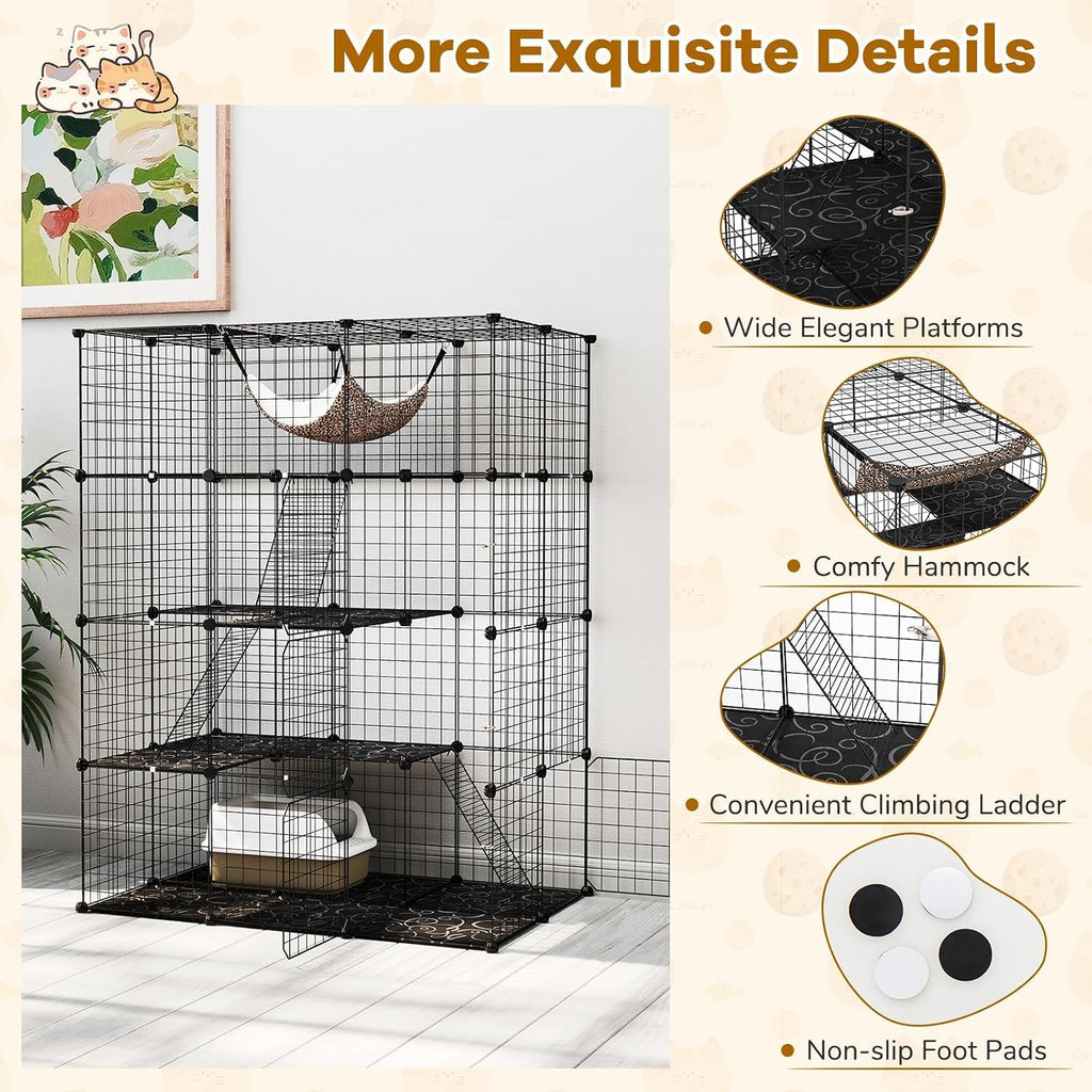 Large 4-Tier Metal Wire Cat Cage M884408