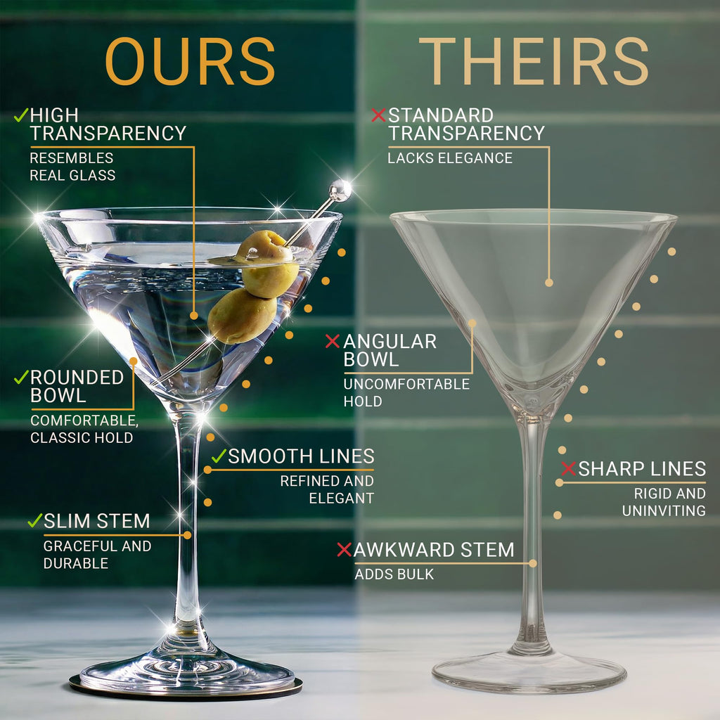 Unbreakable Plastic Martini Glasses, 8 oz Set of 6 A3902