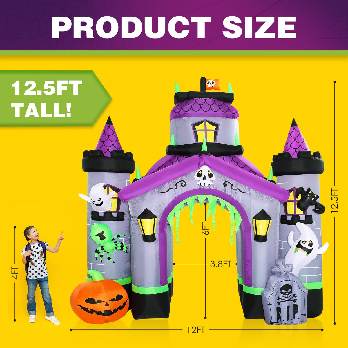 Giant 12.5 FT Halloween Inflatables Archway Outdoor Decorations G8190