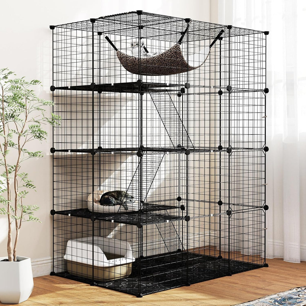 Large 4-Tier Metal Wire Cat Cage M884408