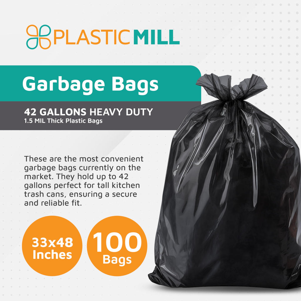 Black 42-Gallon 1.5 Mil Tall Trash Can Liners L80143