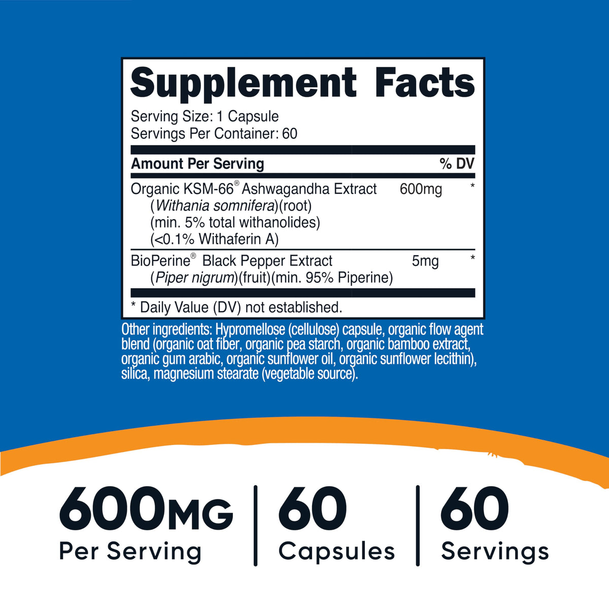 Ashwagandha Root Extract 600mg 60 Capsules R599898