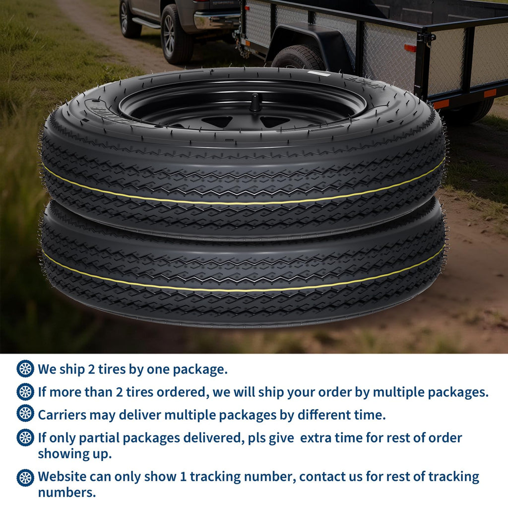 2-Pack Trailer Tire On Rim 5.30-12 4 Lug 12 in Wheels Load Range C Black V68422