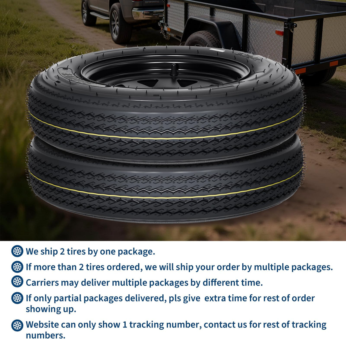 2-Pack Trailer Tire On Rim 5.30-12 4 Lug 12 in Wheels Load Range C Black V68422