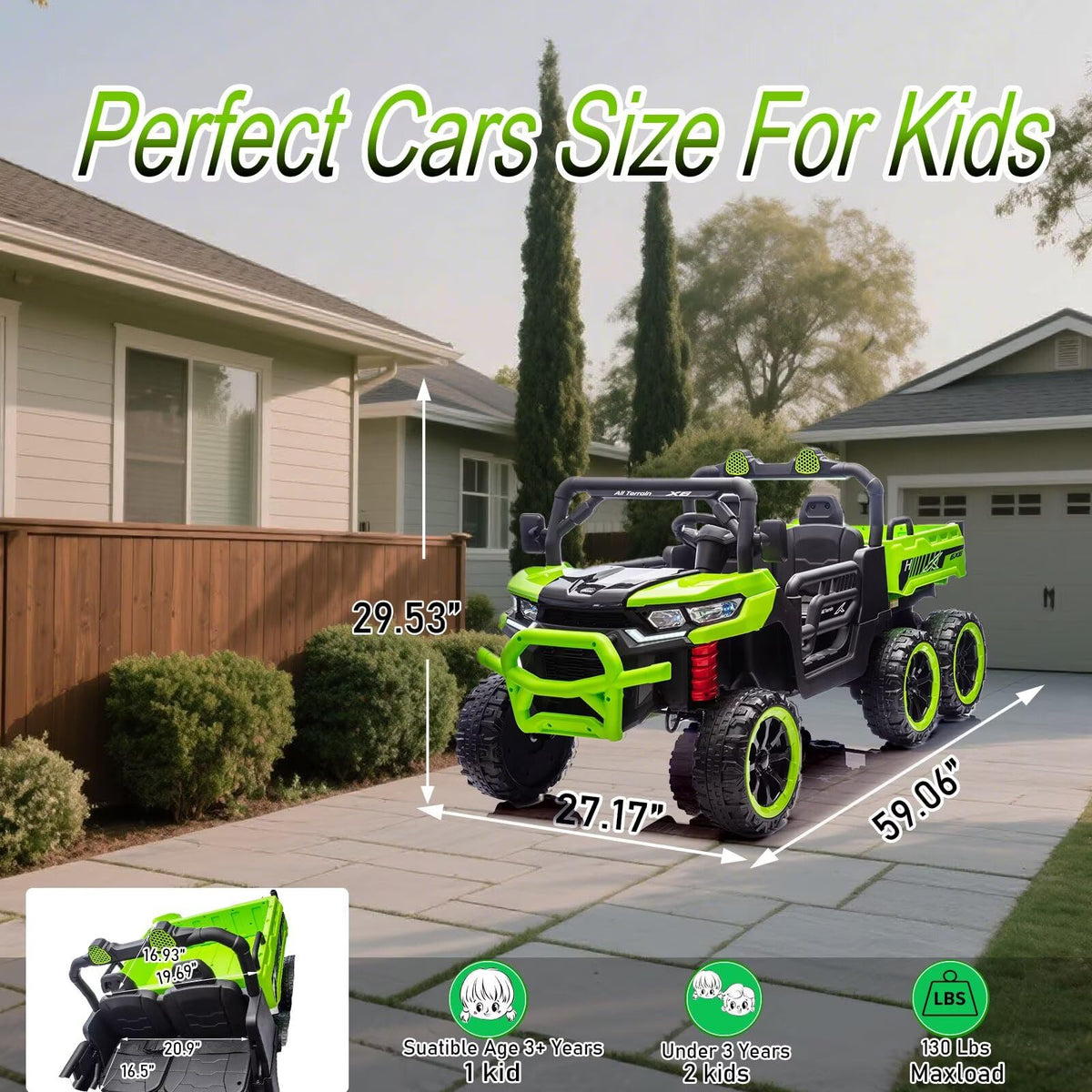 24V 2 Seater Ride On Dump Truck with Dump Bed O624