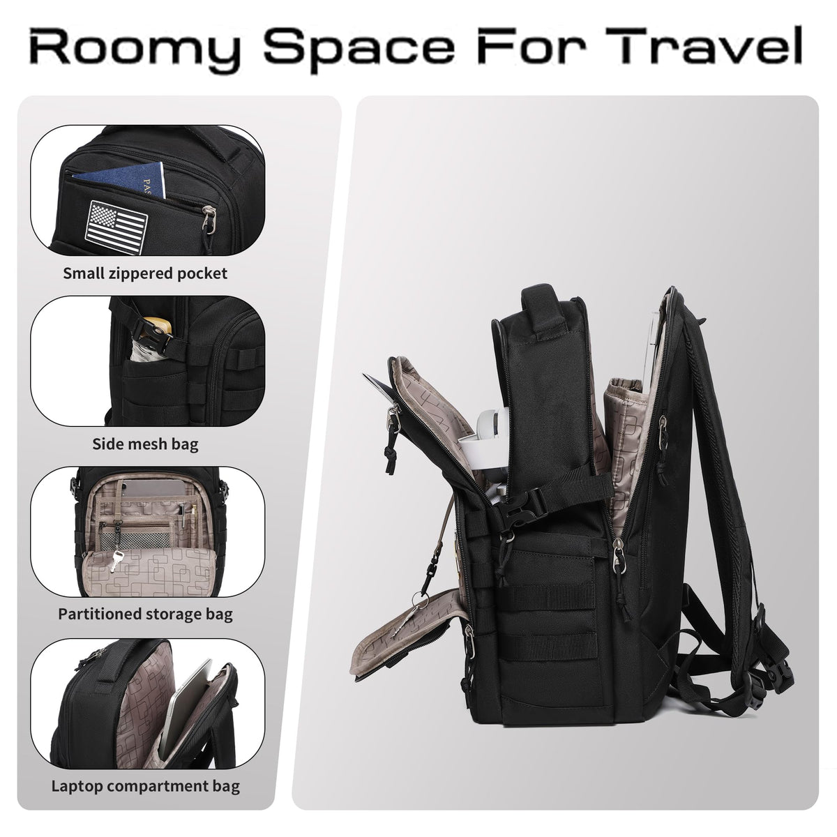 Black Small Tactical Backpack O344