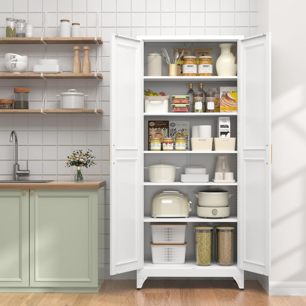 75" Metal Kitchen Pantry Cabinet with Doors B46041