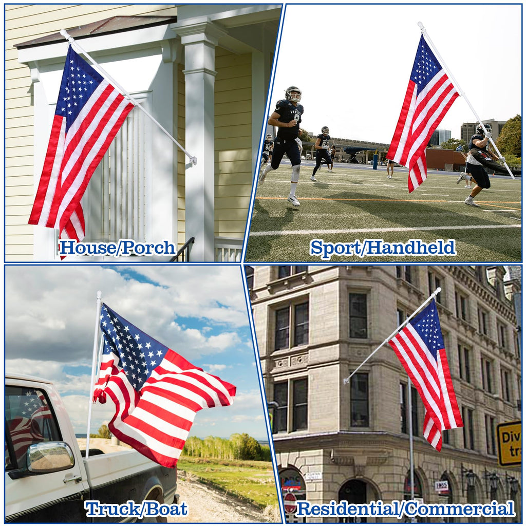 White 5 FT Stainless Steel Wall Mount Flag Pole Kit with 360° Rotating Rings A5985