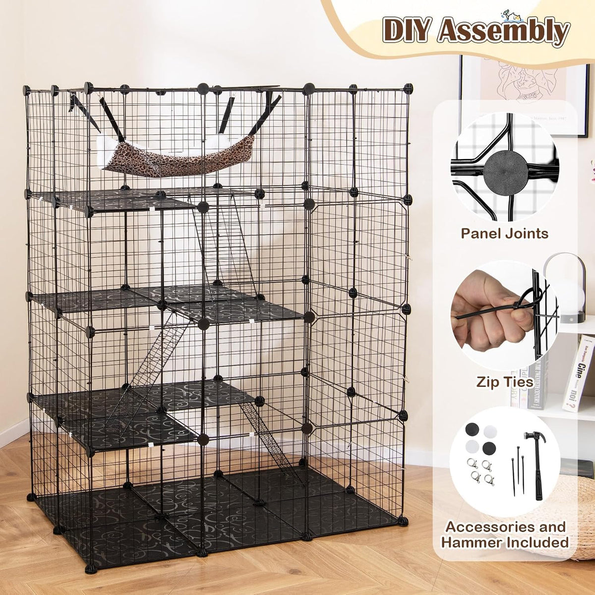 Large 4-Tier Metal Wire Cat Cage M884408