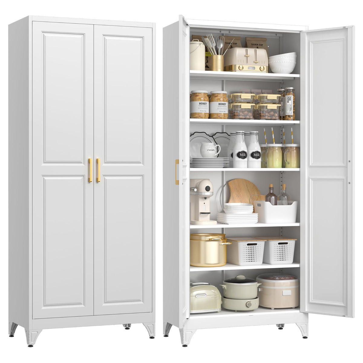 75" Metal Kitchen Pantry Cabinet with Doors B46041