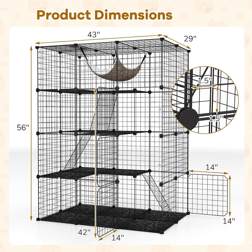 Large 4-Tier Metal Wire Cat Cage M884408