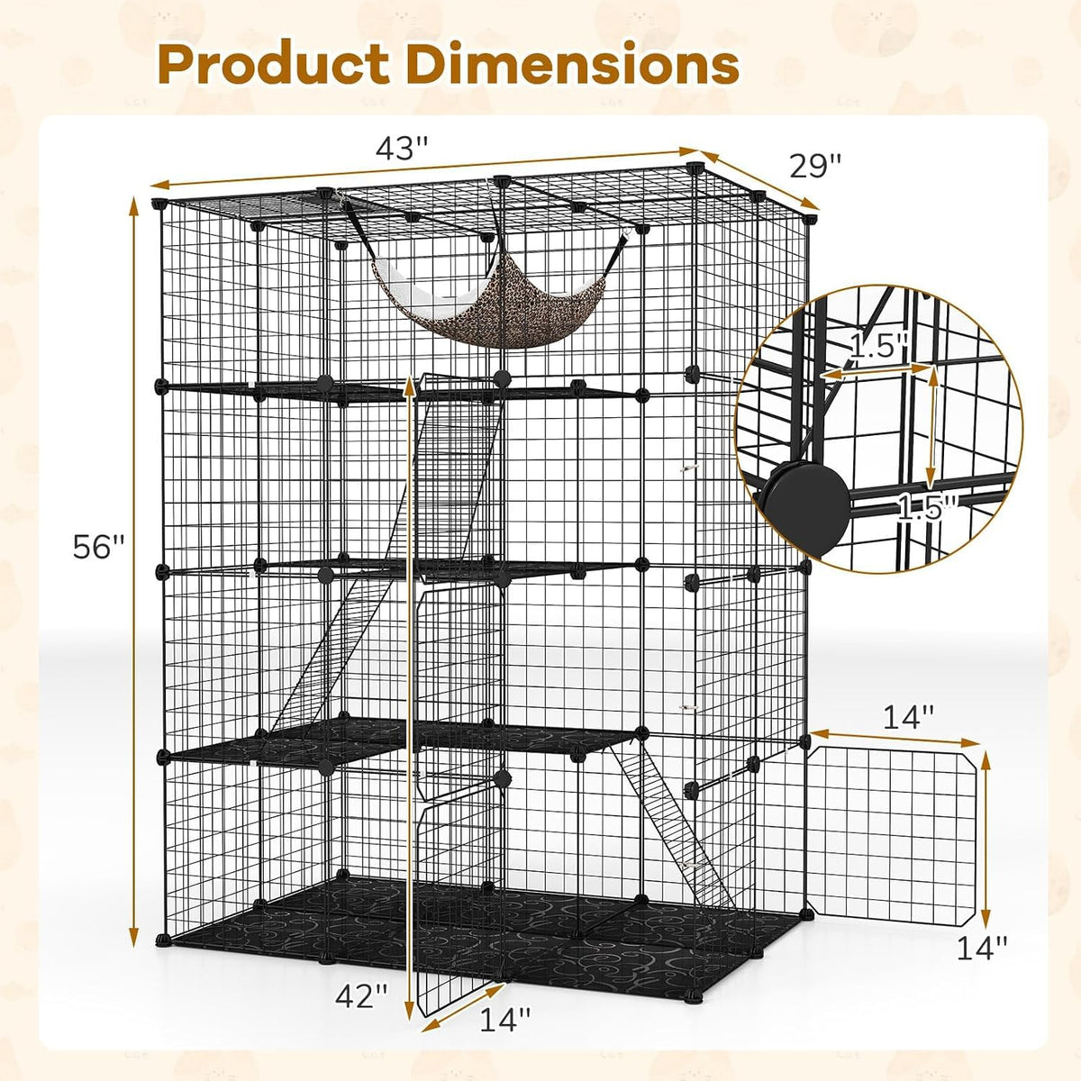 Large 4-Tier Metal Wire Cat Cage M884408